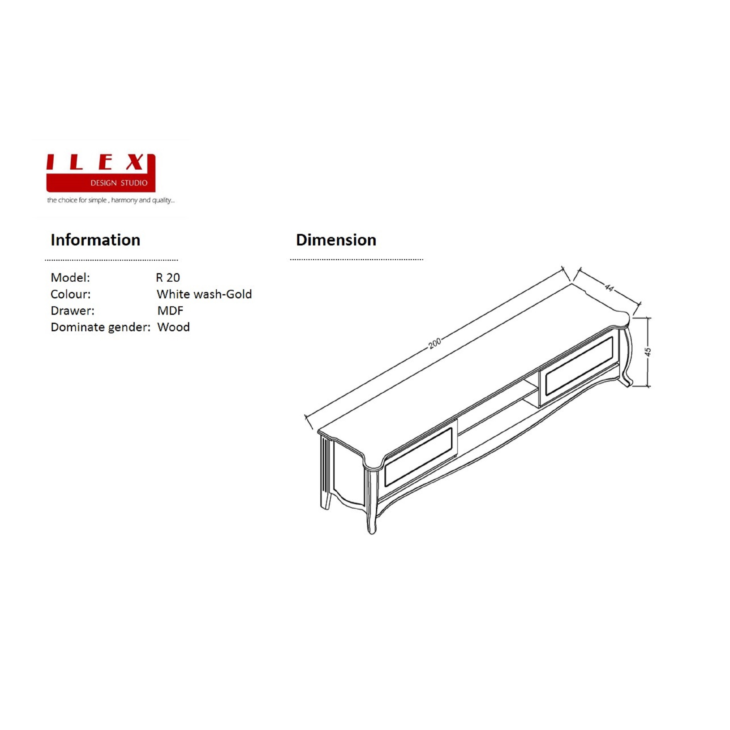 میز تلویزیون آیلکس مدل R20-WG-200