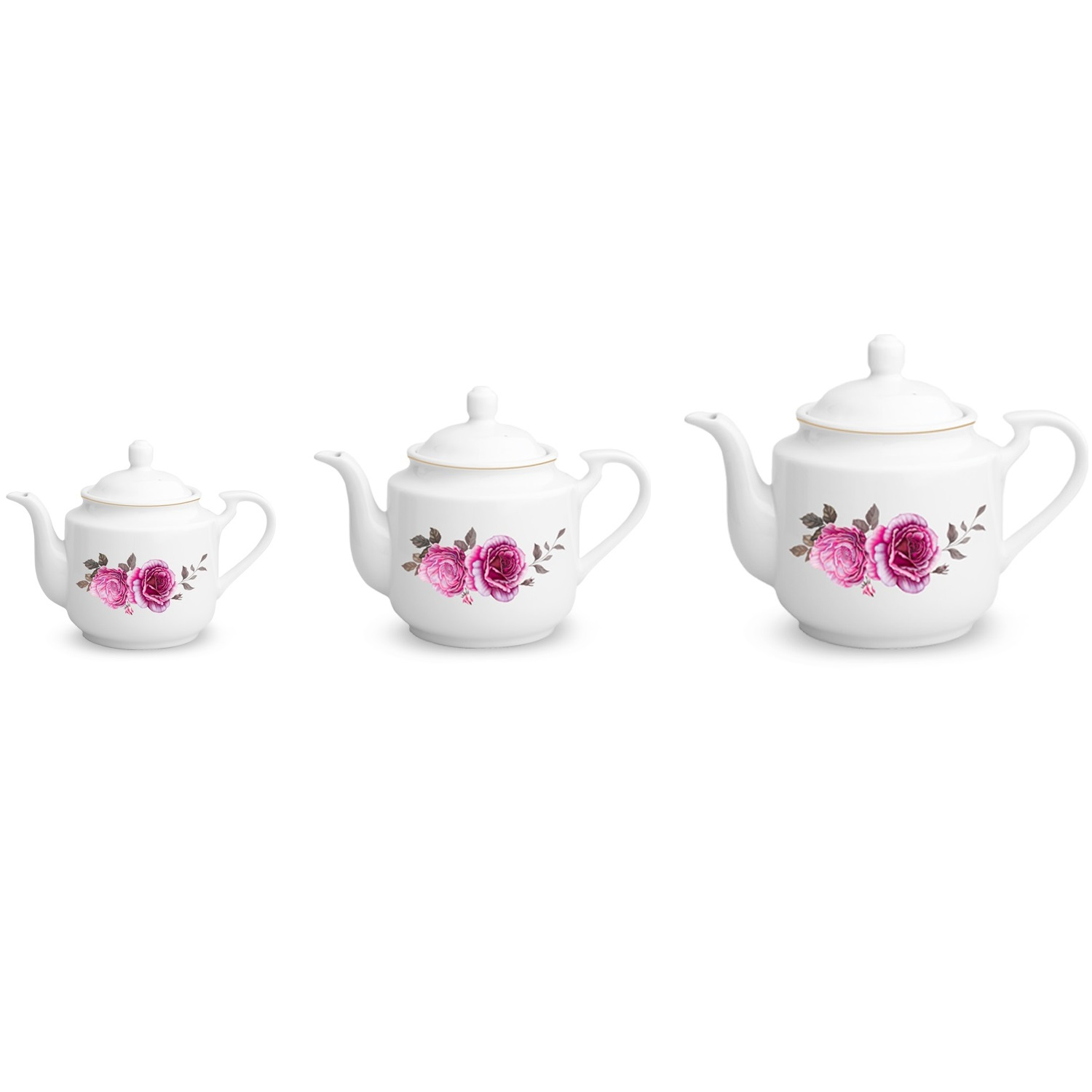 قوری چینی زرین ایران مدل roseflower 2 مجموعه 3 عددی