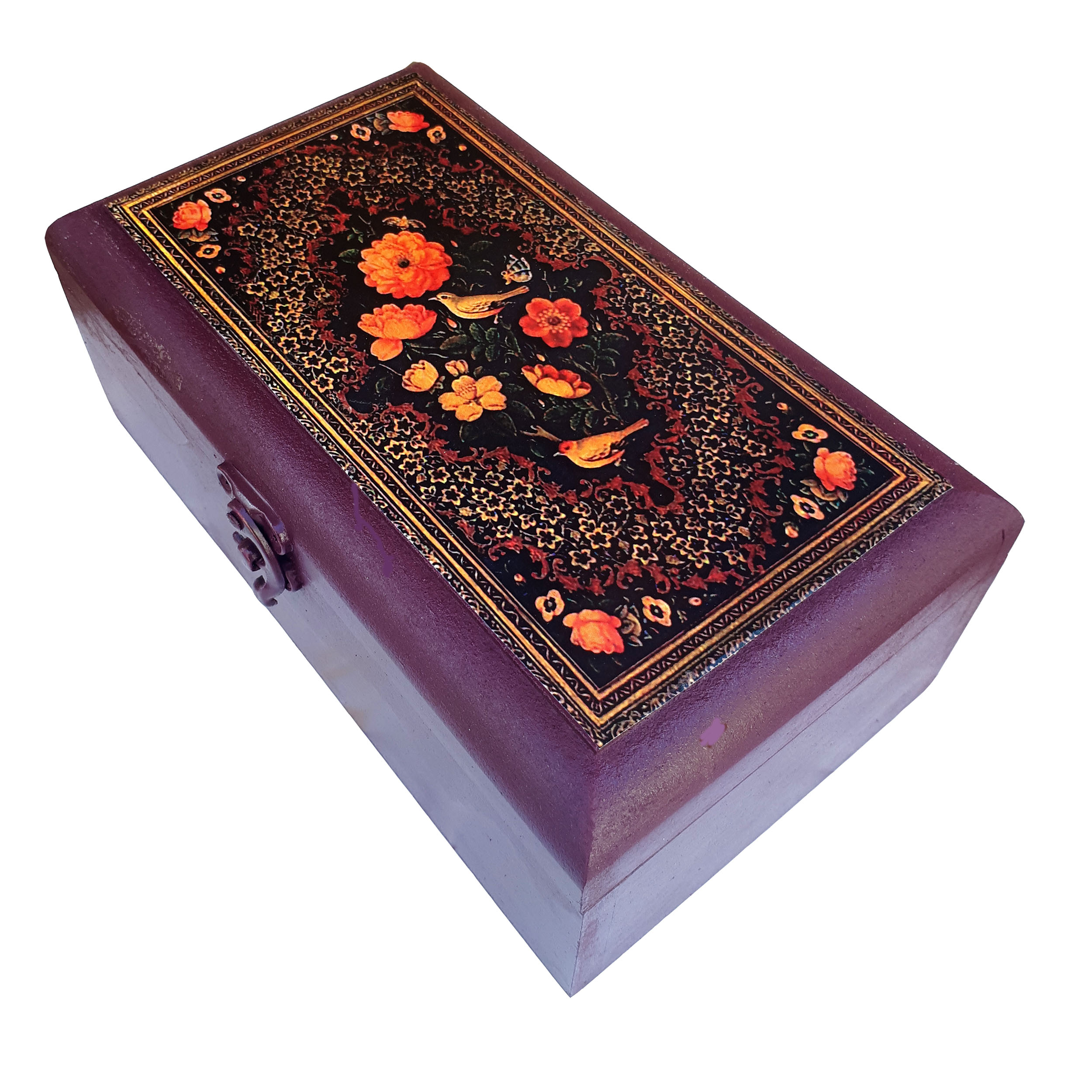 جعبه هدیه چوبی طرح گل و مرغ کد N1525