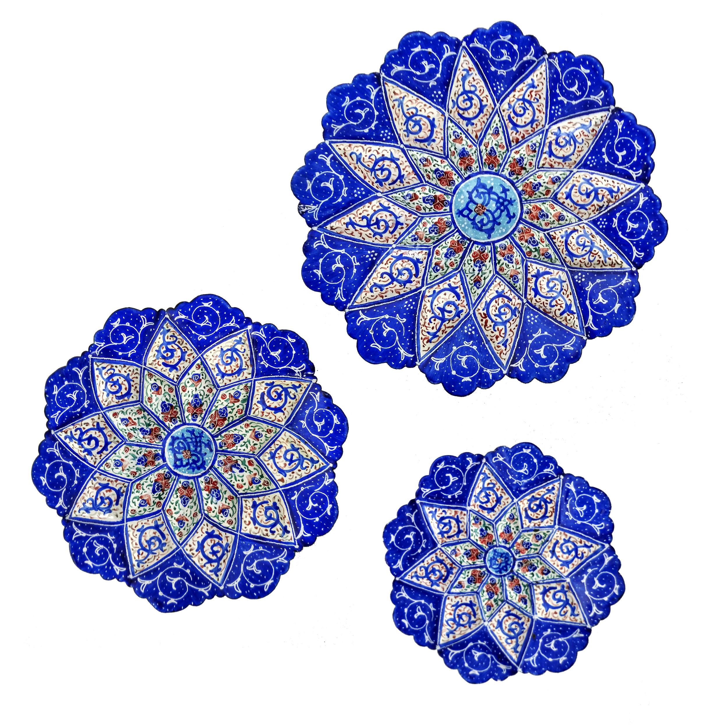 ست 3 تکه بشقاب میناکاری مسی کد N1