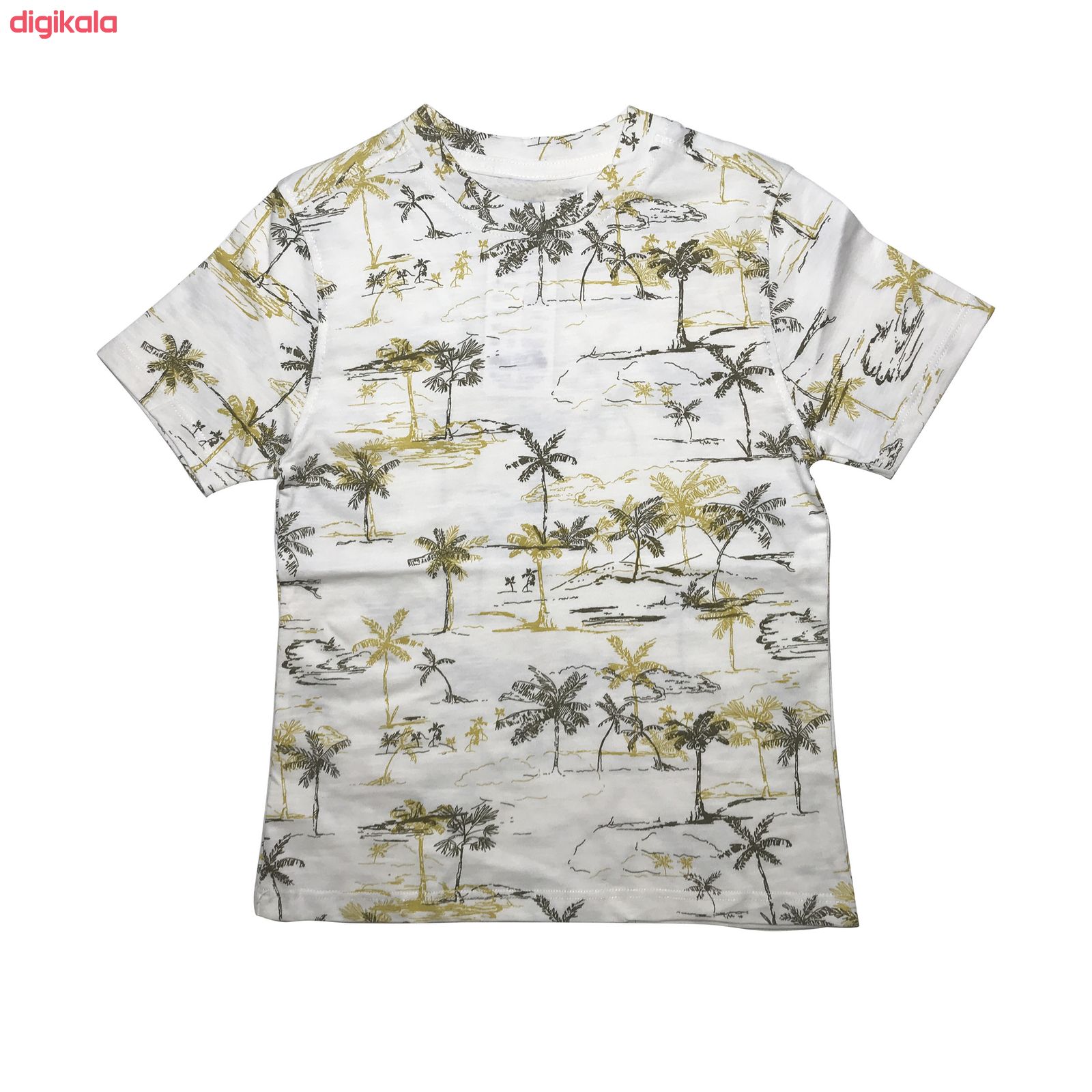 ست تی شرت و شلوارک پسرانه طرح هاوایی کد 3209 رنگ سدری
