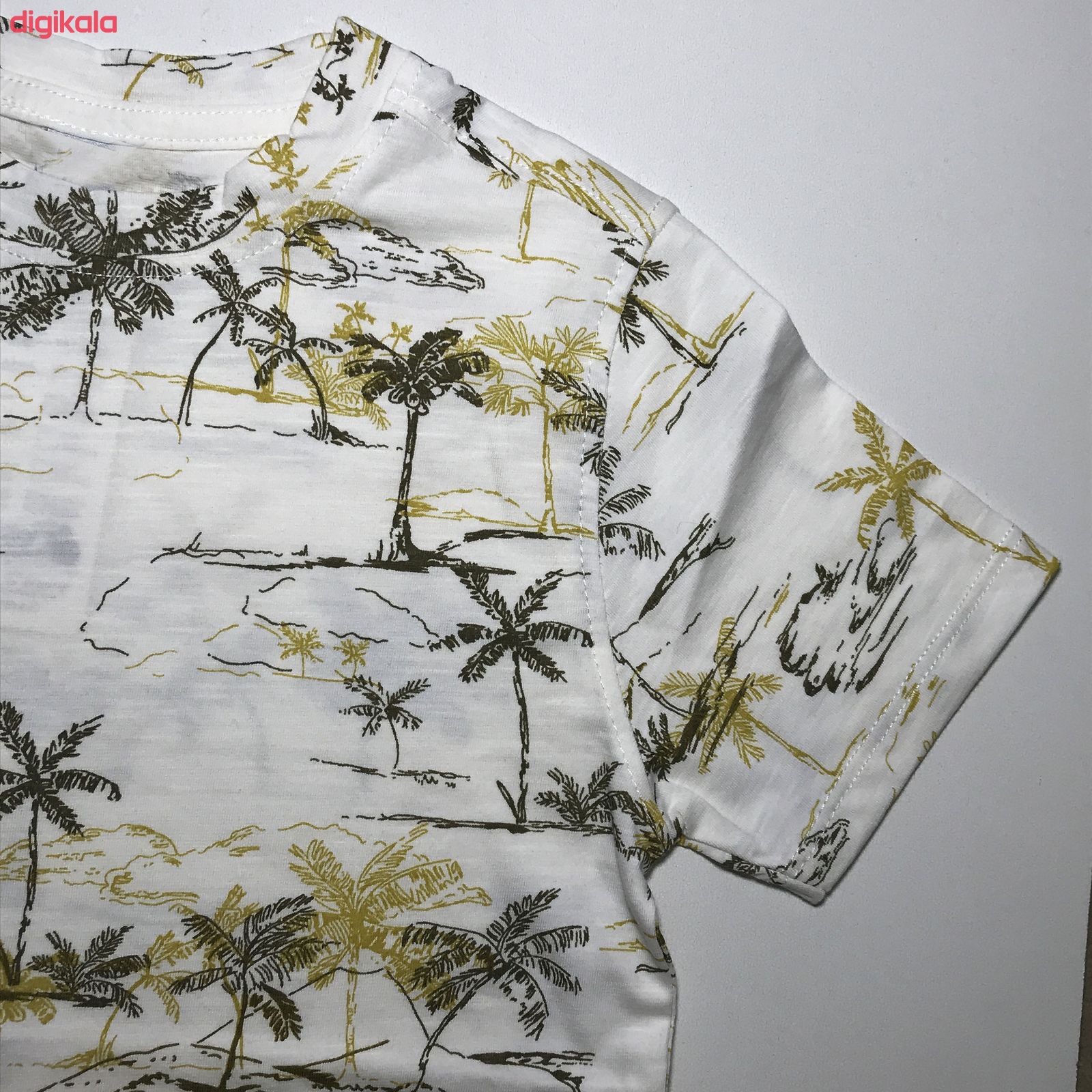 ست تی شرت و شلوارک پسرانه طرح هاوایی کد 3209 رنگ سدری