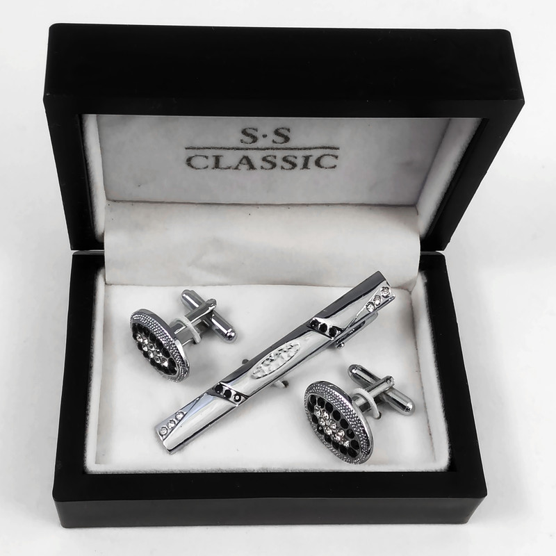 ست دکمه سردست و گیره کراوات مردانه کد 405