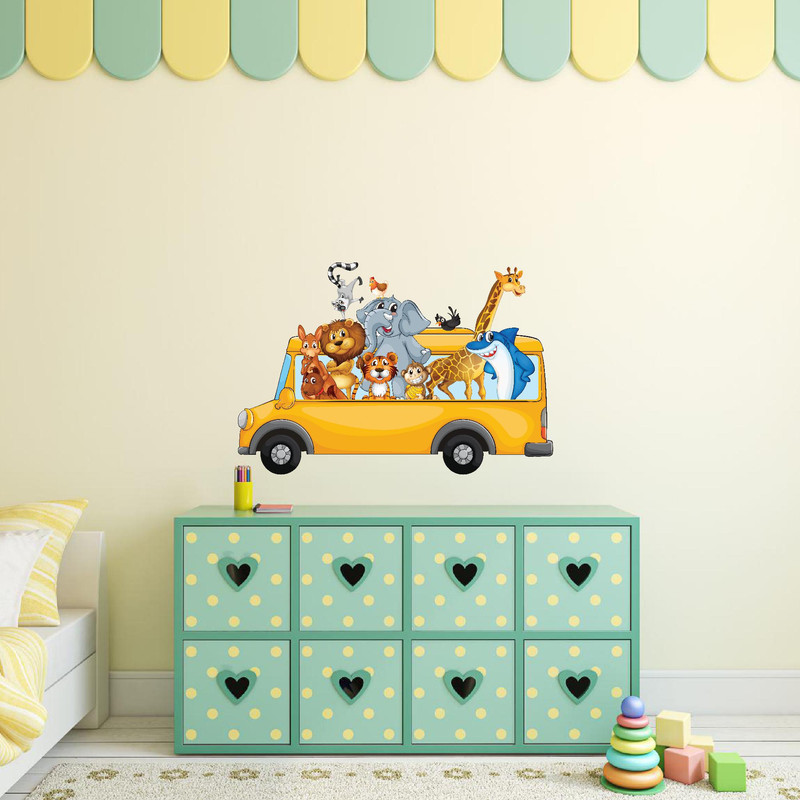 استیکر دیواری کودک طرح حیوانات شاد کد 05