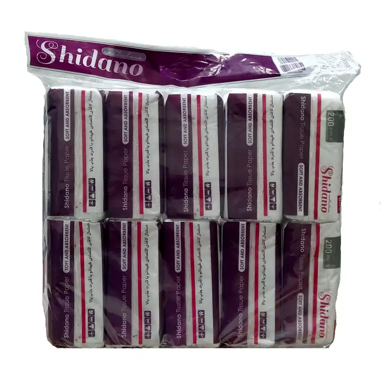 دستمال کاغذی 200 برگ شیدانو مدل بنفشه بسته 10 عددی
