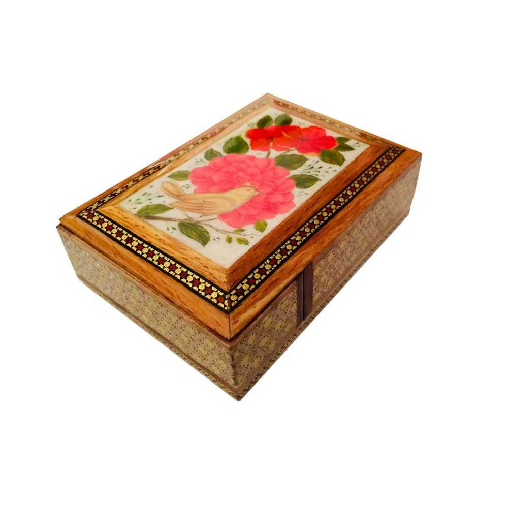  جا کارتی خاتم کاری طرح گل و مرغ کد PB 223
