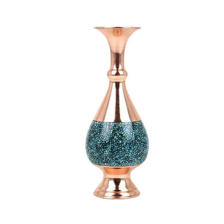 گلدان فیروزه کوبی مسی مدل F001