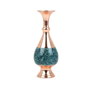 گلدان فیروزه کوبی مسی مدل F001