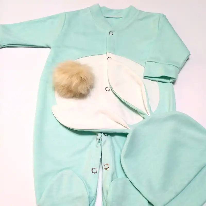 ست سرهمی و کلاه نوزاد طرح خرگوش کد M211