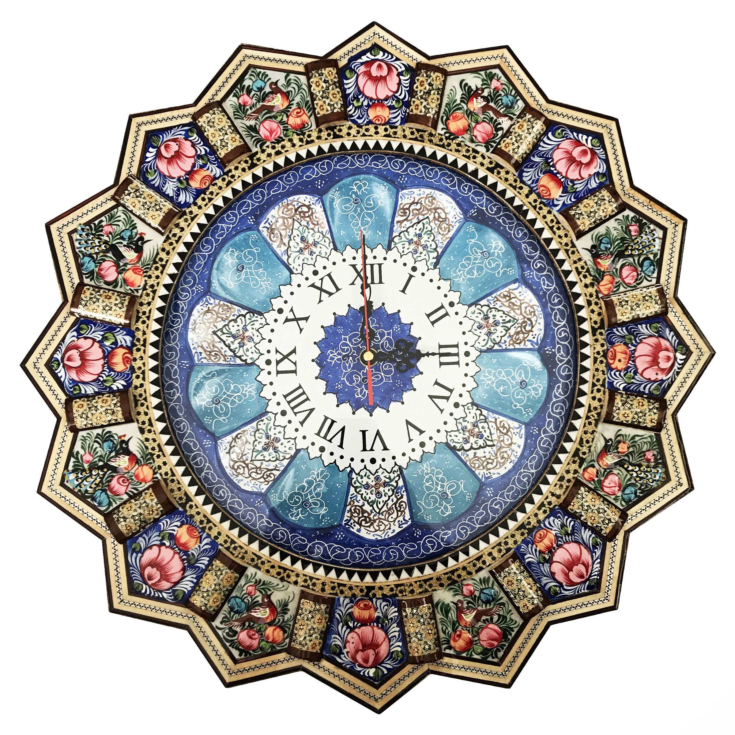 ساعت دیواری طرح گل و مرغ کد 269