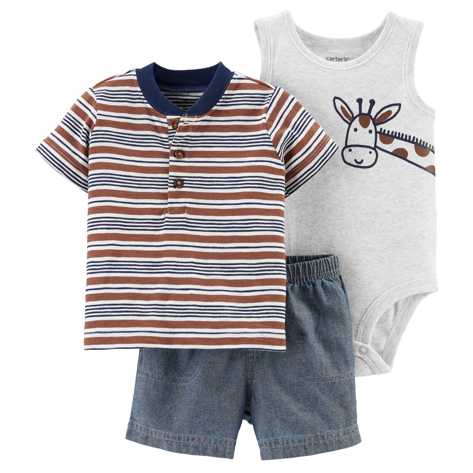 ست 3 تکه لباس نوزادی پسرانه کارترز طرح Giraffe کد M212