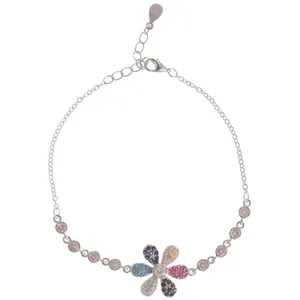 دستبند نقره زنانه مدل گل کد 2351