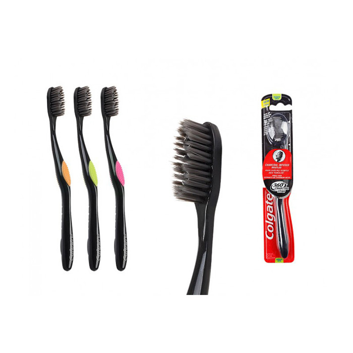 مسواک کلگیت مدل CHARCOAL SIYAH 360 با برس متوسط