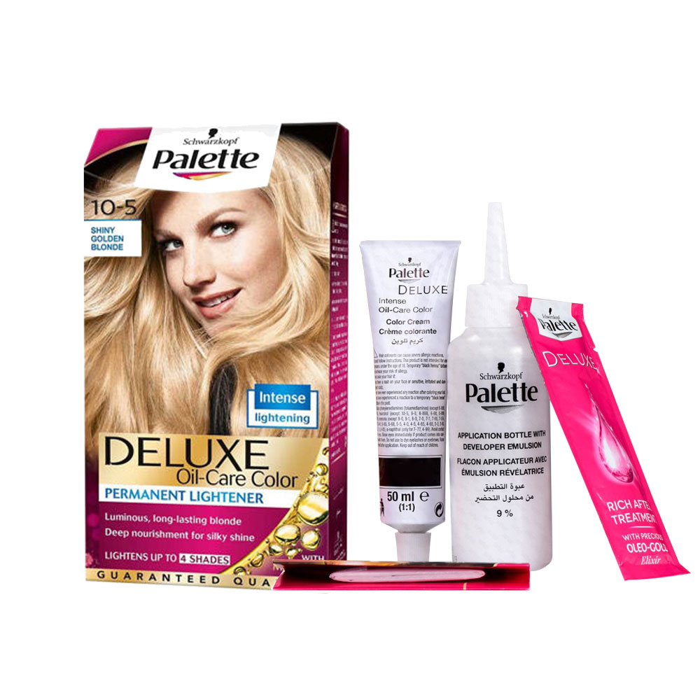 کیت رنگ مو پلت سری DELUXE شماره 5-10 حجم 50 میلی لیتر رنگ بلوند طلایی خیلی روشن
