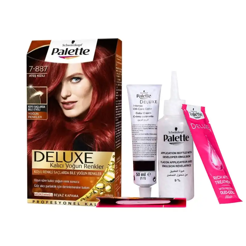 کیت رنگ مو پلت سری DELUXE شماره 887-7 حجم 50 میلی لیتر رنگ بلوند قرمز روشن