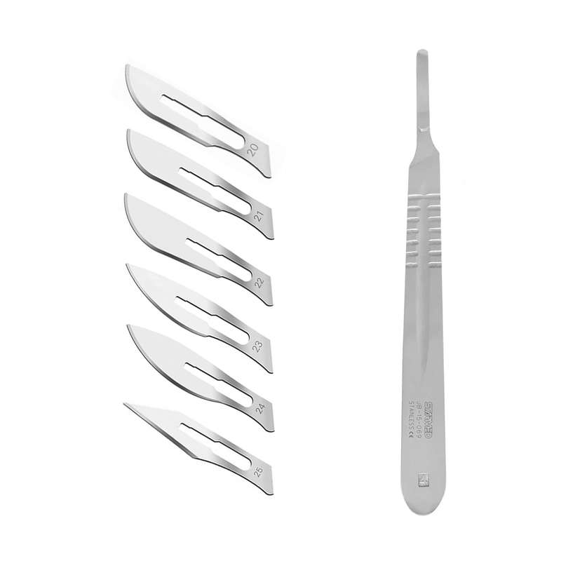 دسته تیغ جراحی استار مد مدل MFN09631 شماره 4 به همراه تیغ استریل بایوتک کد SKJQ002369 مجموعه 7 عددی