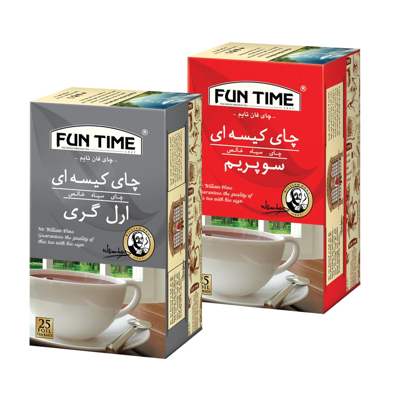 چای کیسه ای سوپریم فان تایم بسته 25 عددی به همراه چای کیسه ای ارل گری