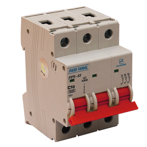 فیوز مینیاتوری سه پل 10 آمپر پارس فانال مدل C10