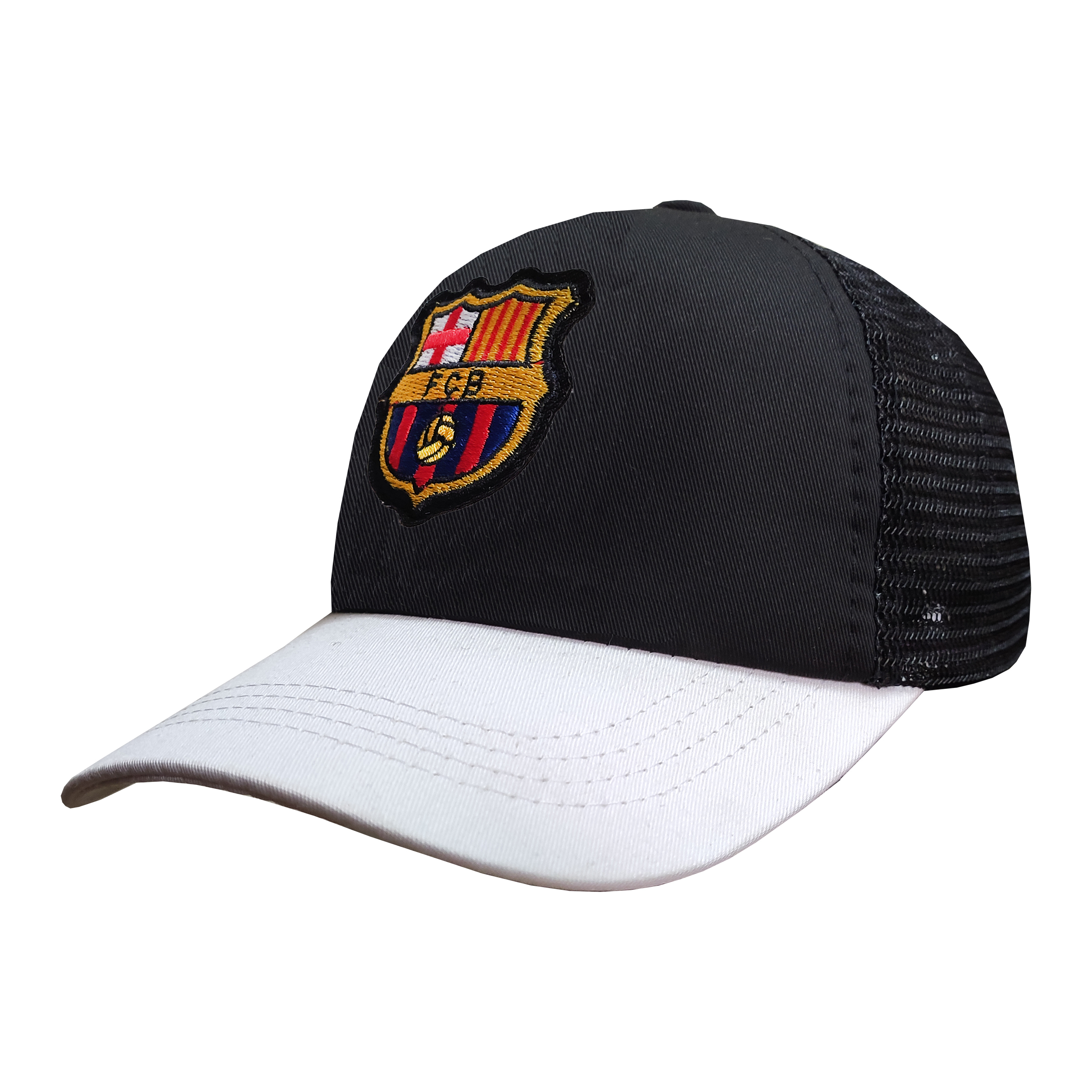 کلاه کپ پسرانه طرح بارسلونا کد PT-30381 رنگ مشکی