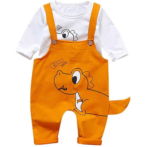 ست تی شرت و سرهمی نوزاد طرح Dinosaur کد M219