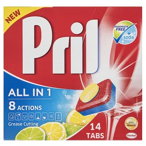 قرص ماشین ظرفشویی پریل مدل All In One بسته 14 عددی