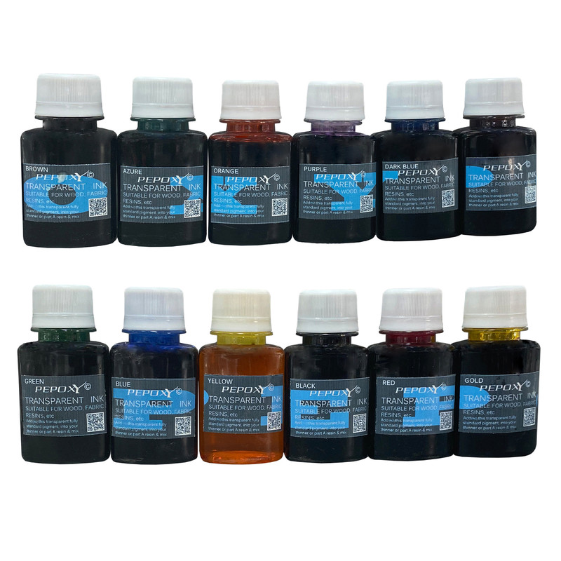 جوهر رنگ رزین اپوکسی پپوکسی مدل Resin Dye حجم 80 میلی لیتر بسته 12 عددی