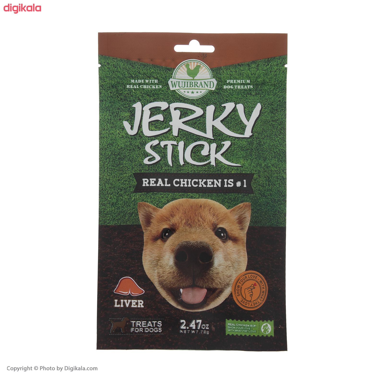 غذای تشویقی سگ ووجی برندJerky Stick Liver 905824 کد 1530 وزن 70 گرم