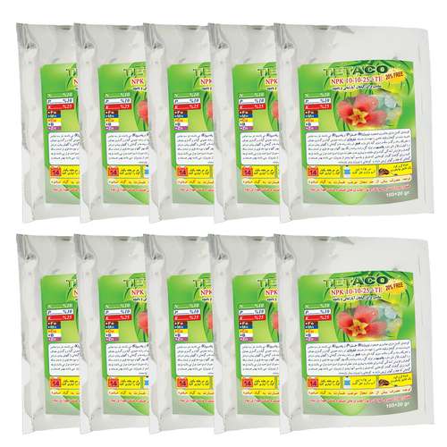 کود گیاهان آپارتمانی تتاکو مدل NPK 10-10-25 وزن 120 گرم بسته 10 عددی