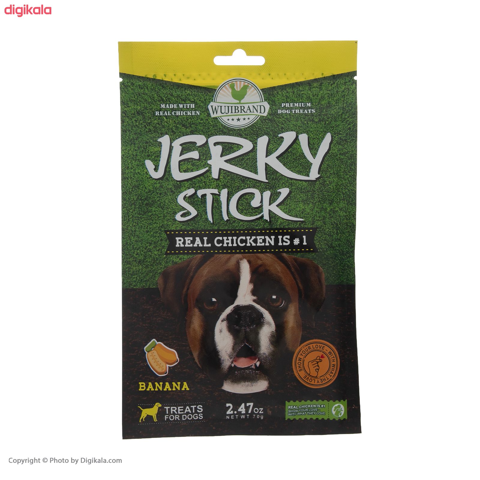غذای تشویقی سگ ووجی برند Jerky Stick Banana 905862 کد 1532 وزن 70 گرم 