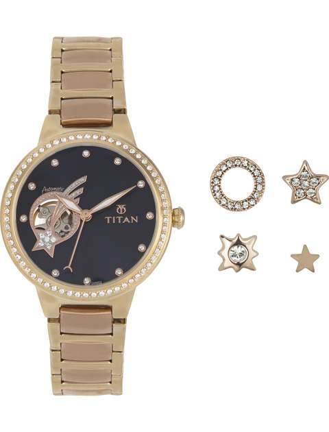 ست گوشواره و ساعت مچی عقربه ای زنانه تایتن مدل T95084KM01