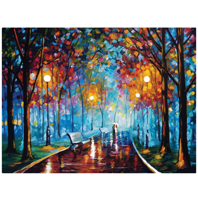 تابلو نقاشی طرح روز بارانی در پارک کد 1093