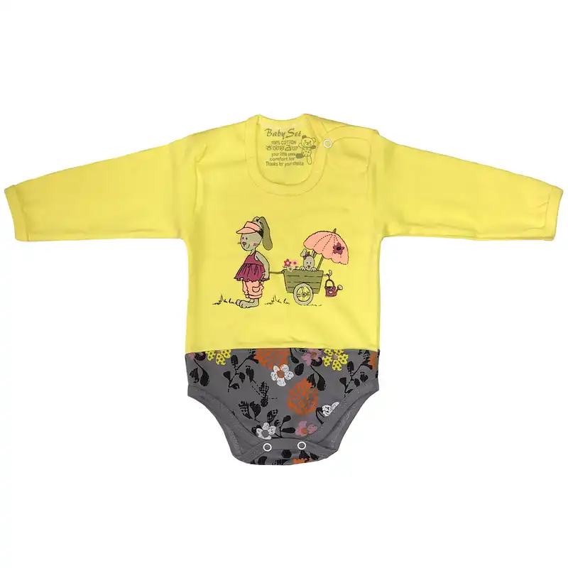 ست بادی و شلوار نوزاد طرح خرگوش گاریچی کد 01