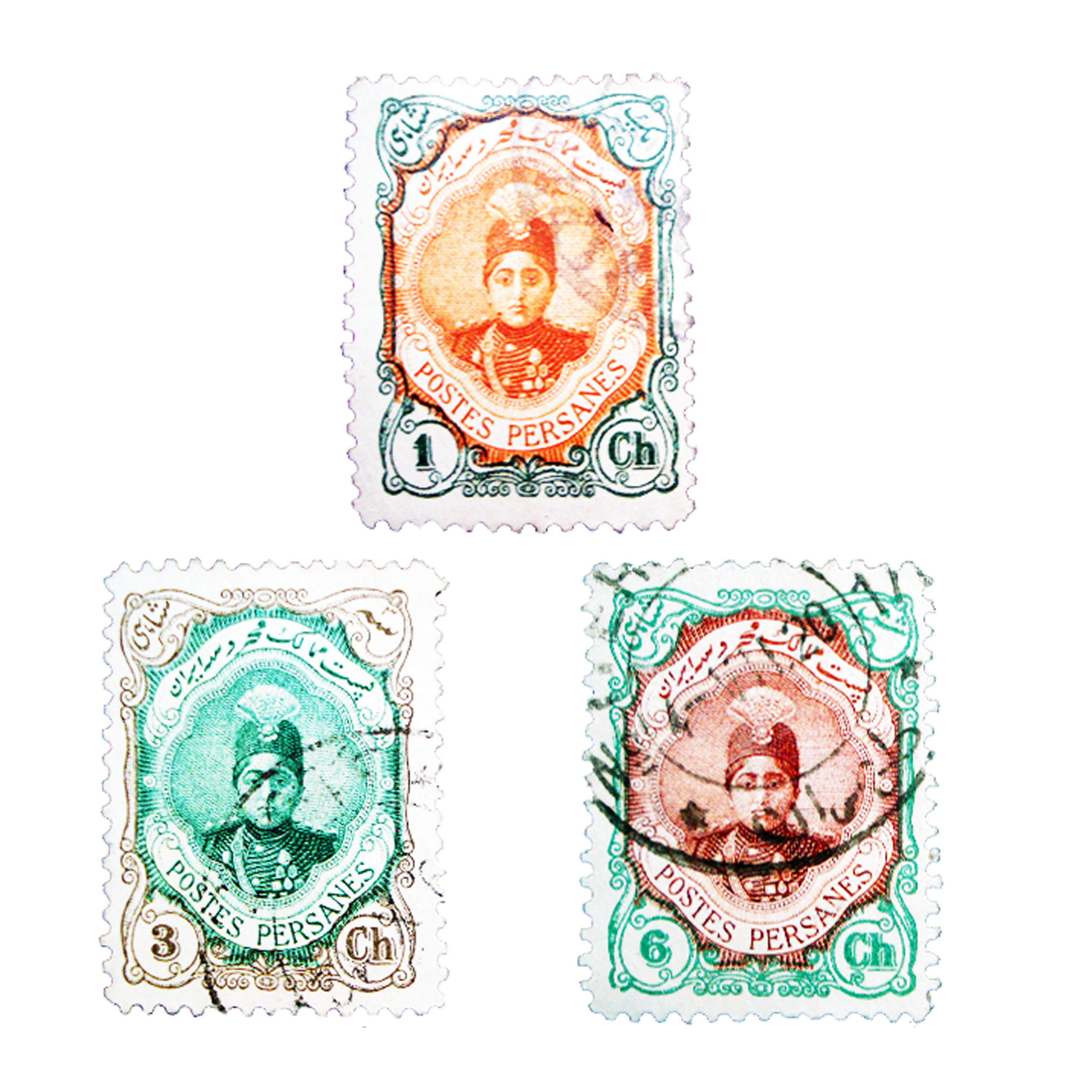 تمبر یادگاری طرح قاجار مدل احمدی کد AHS2-523 مجموعه 3 عددی