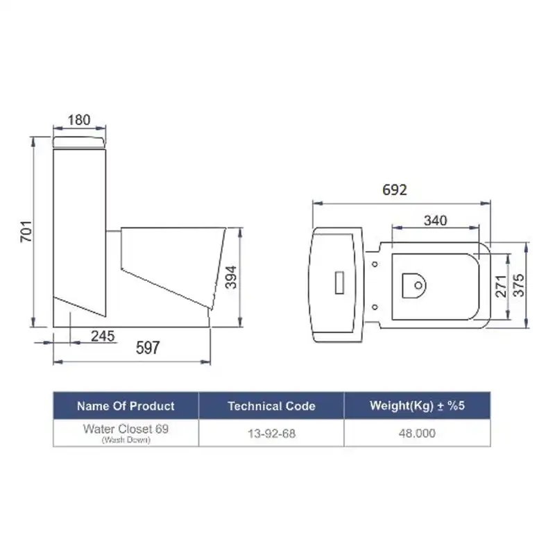 توالت فرنگی مروارید مدل مگا تیپ CH