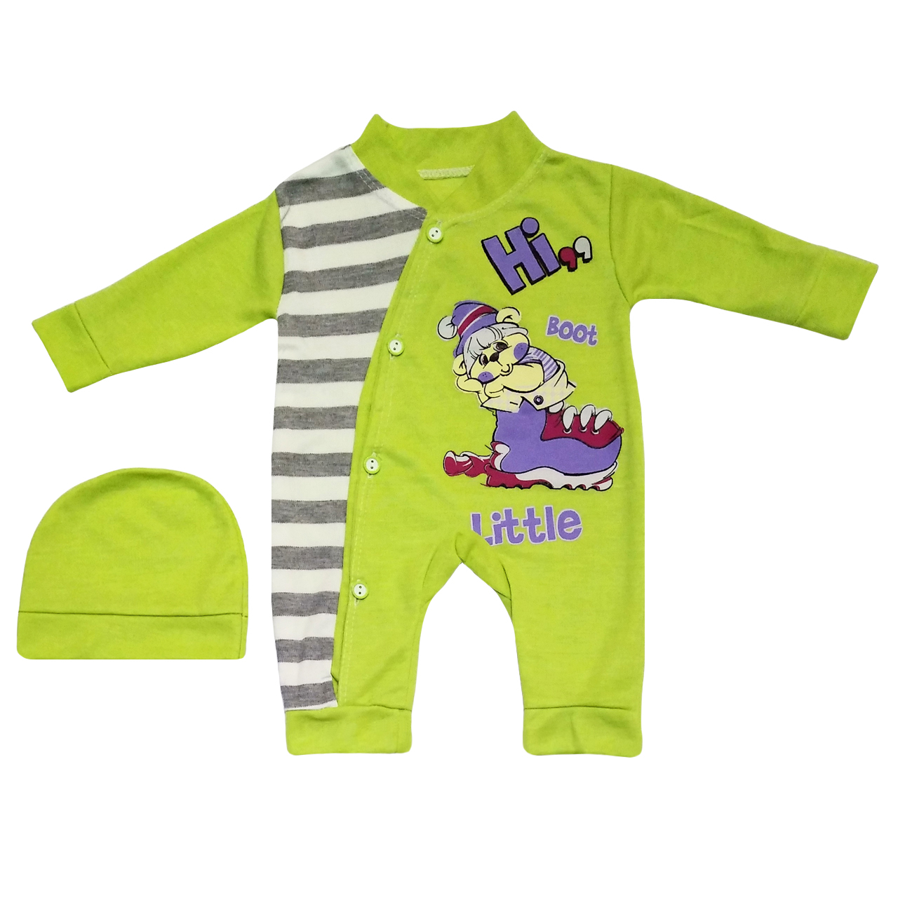 ست سرهمی و کلاه نوزاد طرح Boot کد M224