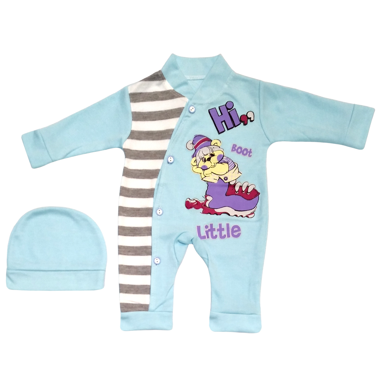 ست سرهمی و کلاه نوزاد طرح Boot کد M225