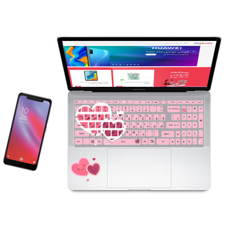 استیکر لپ تاپ  کد LO-V به همراه برچسب حروف فارسی کیبورد