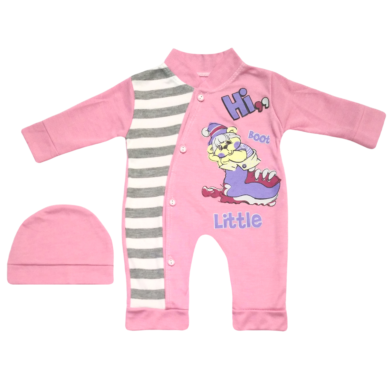 ست سرهمی و کلاه نوزاد طرح Boot کد M226