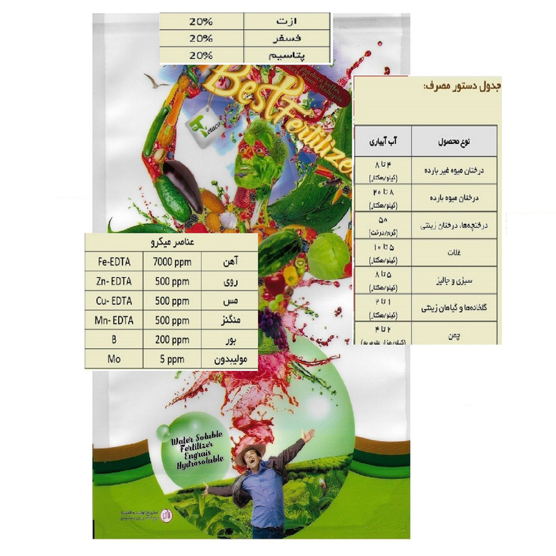 کود تتاکو مدل AYSA NPK 20-20-20+TE وزن 1 کیلوگرم بسته 2 عددی