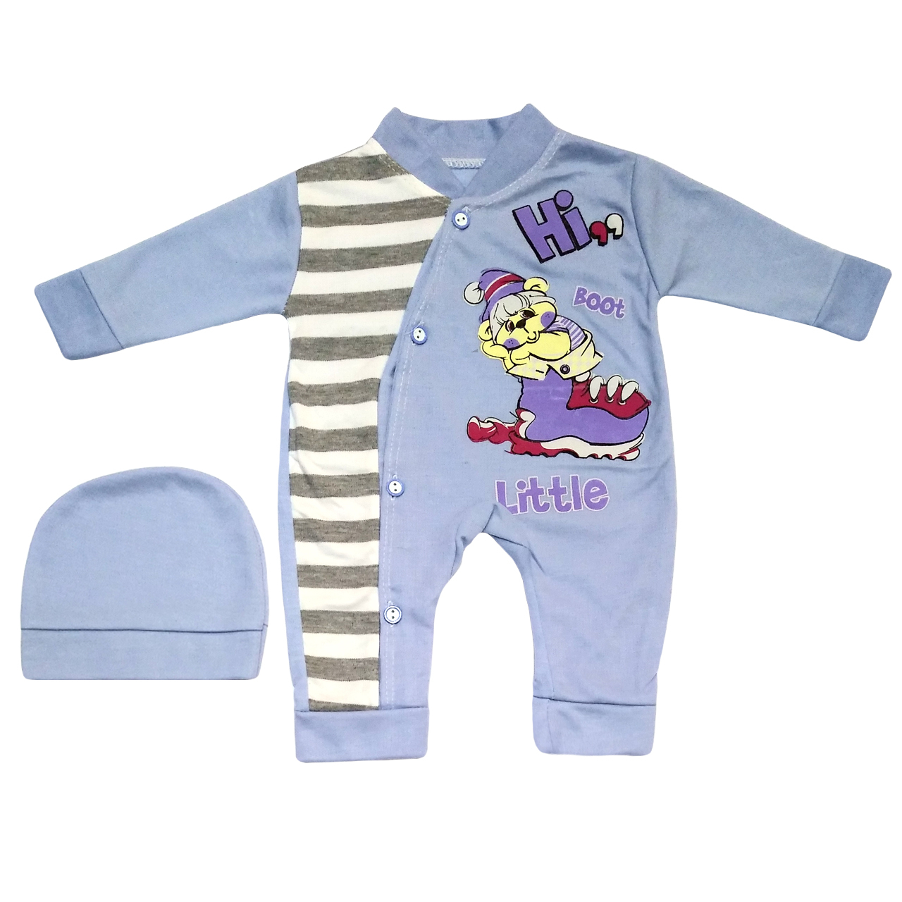 ست سرهمی و کلاه نوزاد طرح Boot کد M227