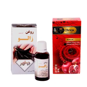 کاندوم کلایمکس مدل magic 7 بسته 12 عددی به همراه روغن زالو جواهر کد 35 حجم 35 میلی لیتر