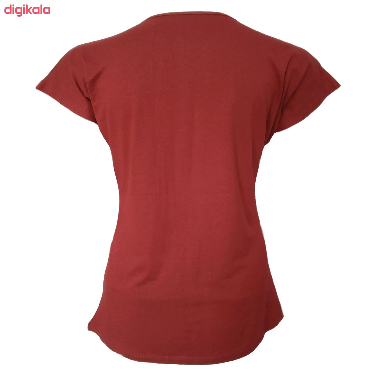 تی شرت آستین کوتاه زنانه طرح D کد tm-627 رنگ زرشکی