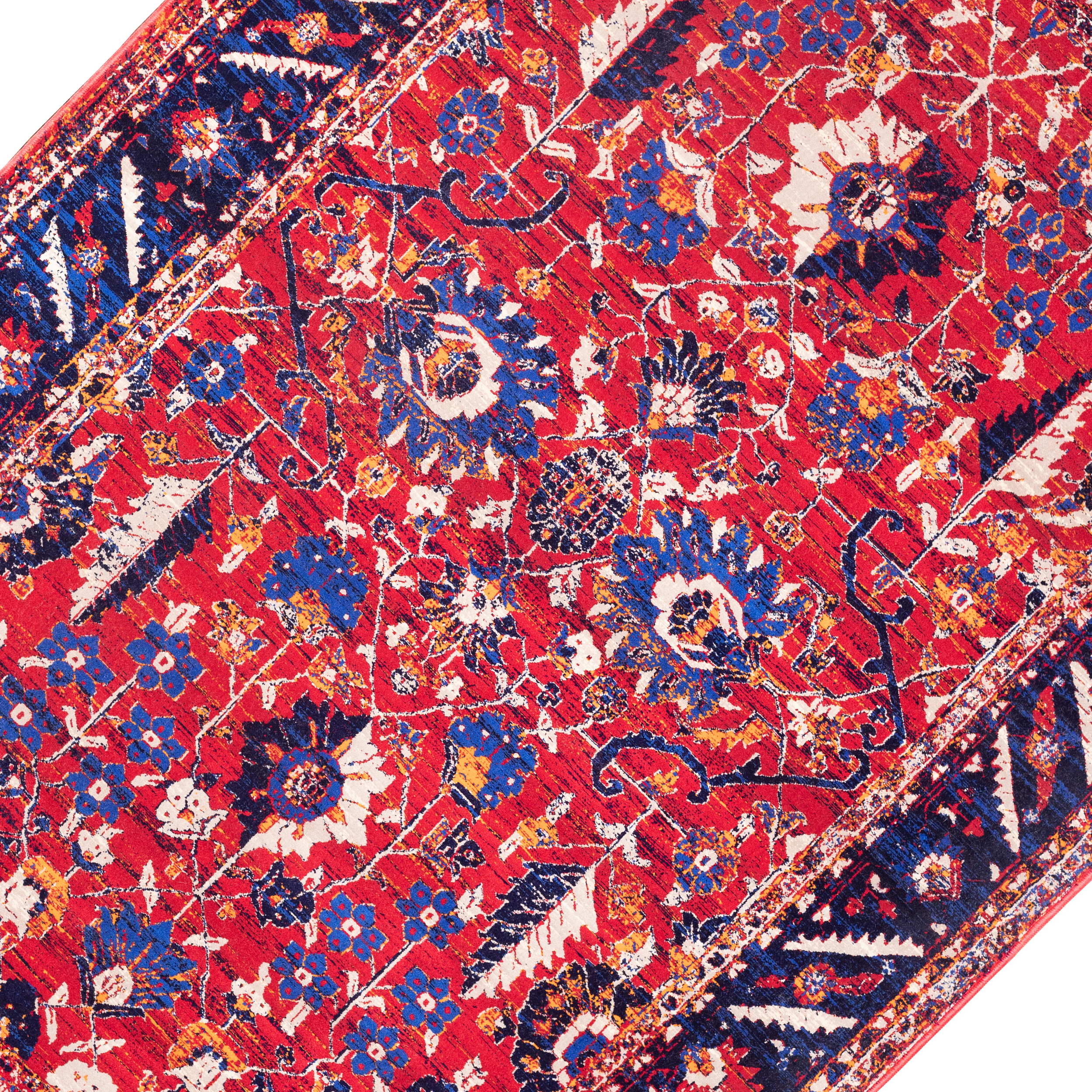 فرش ماشینی رادین طرح قشقایی کد 2020 زمینه اناری