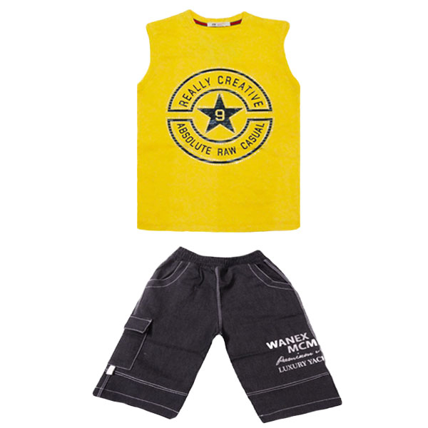 ست تاپ و شلوارک پسرانه طرح ستاره کد 130