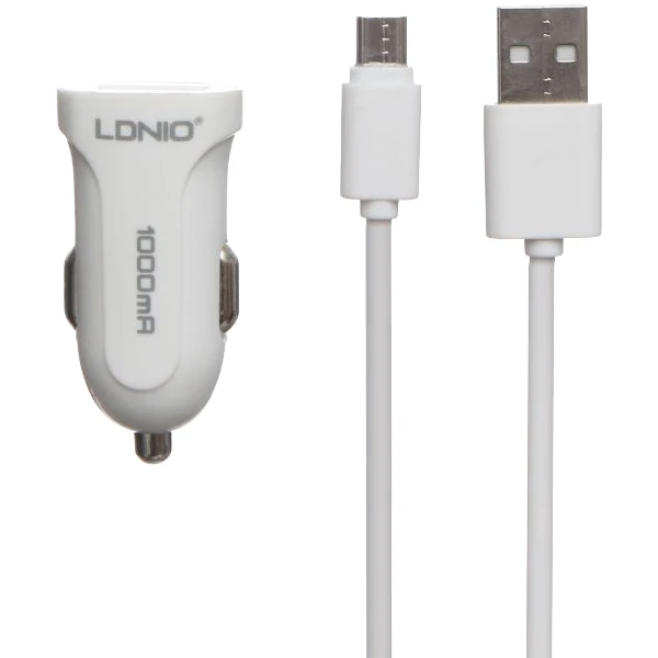 شارژر فندکی الدینیو مدل DL-C17 به همراه کابل تبدیل microUSB