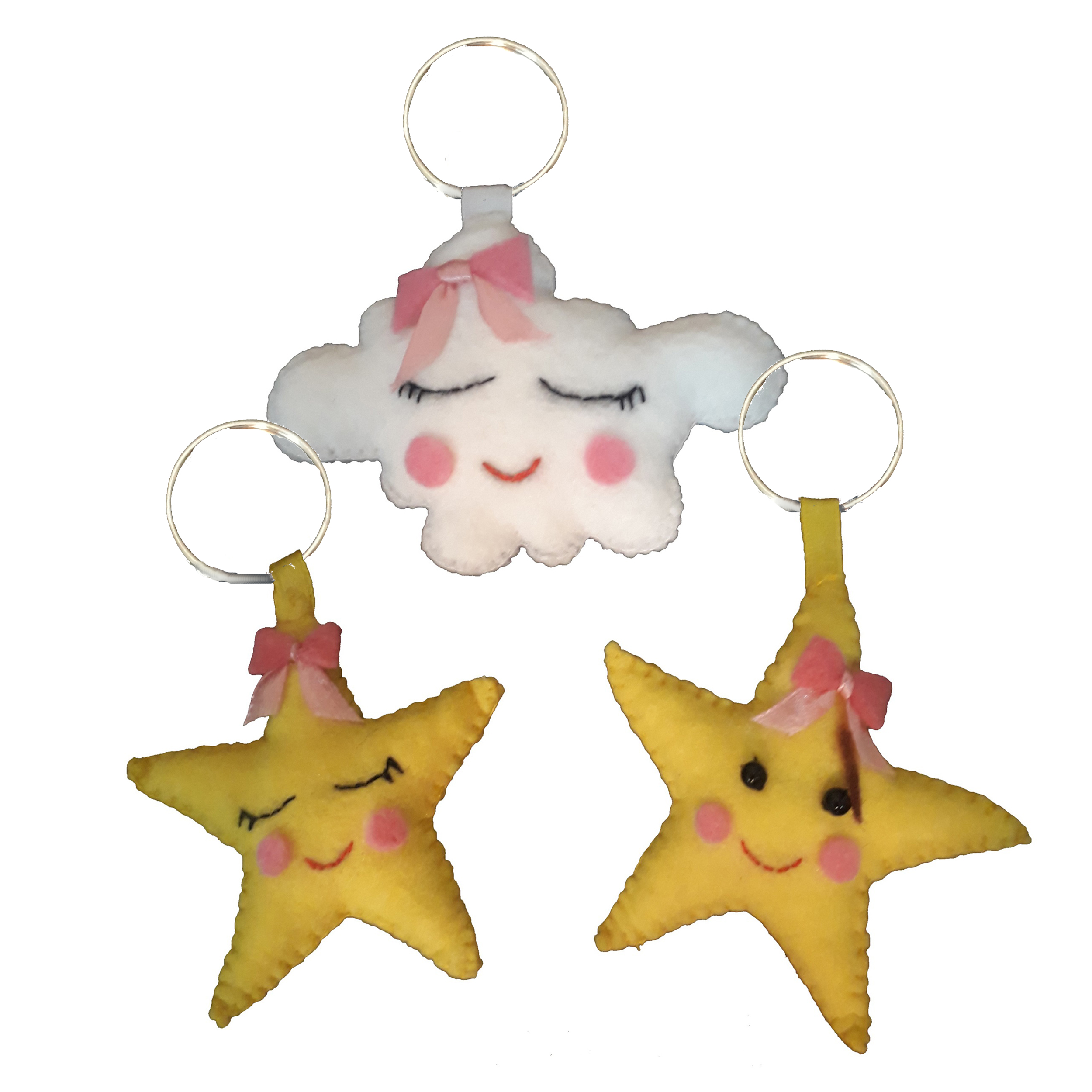 آویز عروسکی طرح ابر و ستاره مجموعه 3 عددی