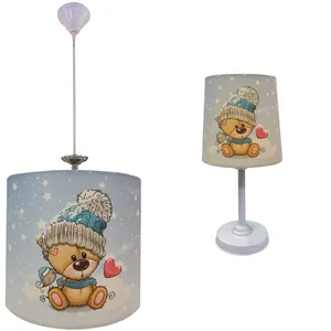   چراغ رومیزی کودک مدل خرس و شال به همراه چراغ آویز