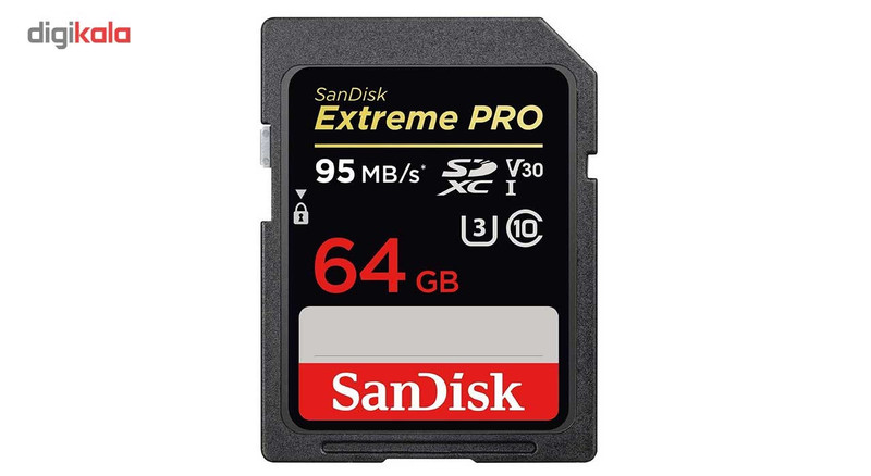 کارت حافظه SDXC سن دیسک مدل Extreme Pro V30 کلاس 10 استاندارد UHS-I U3 سرعت 633X 95MBps ظرفیت 64 گیگابایت