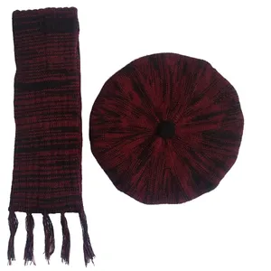 ست کلاه و شال گردن بافتنی مدل فرانسوی کد A