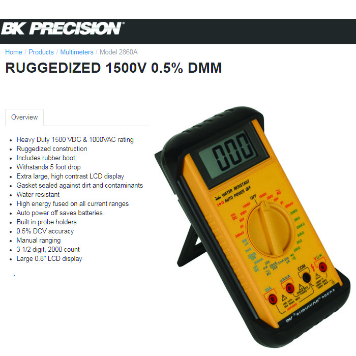 مولتیمتر بی کی پرسیژن مدل 2860A مولتیمتر بی کی پرسیژن مدل 2860A